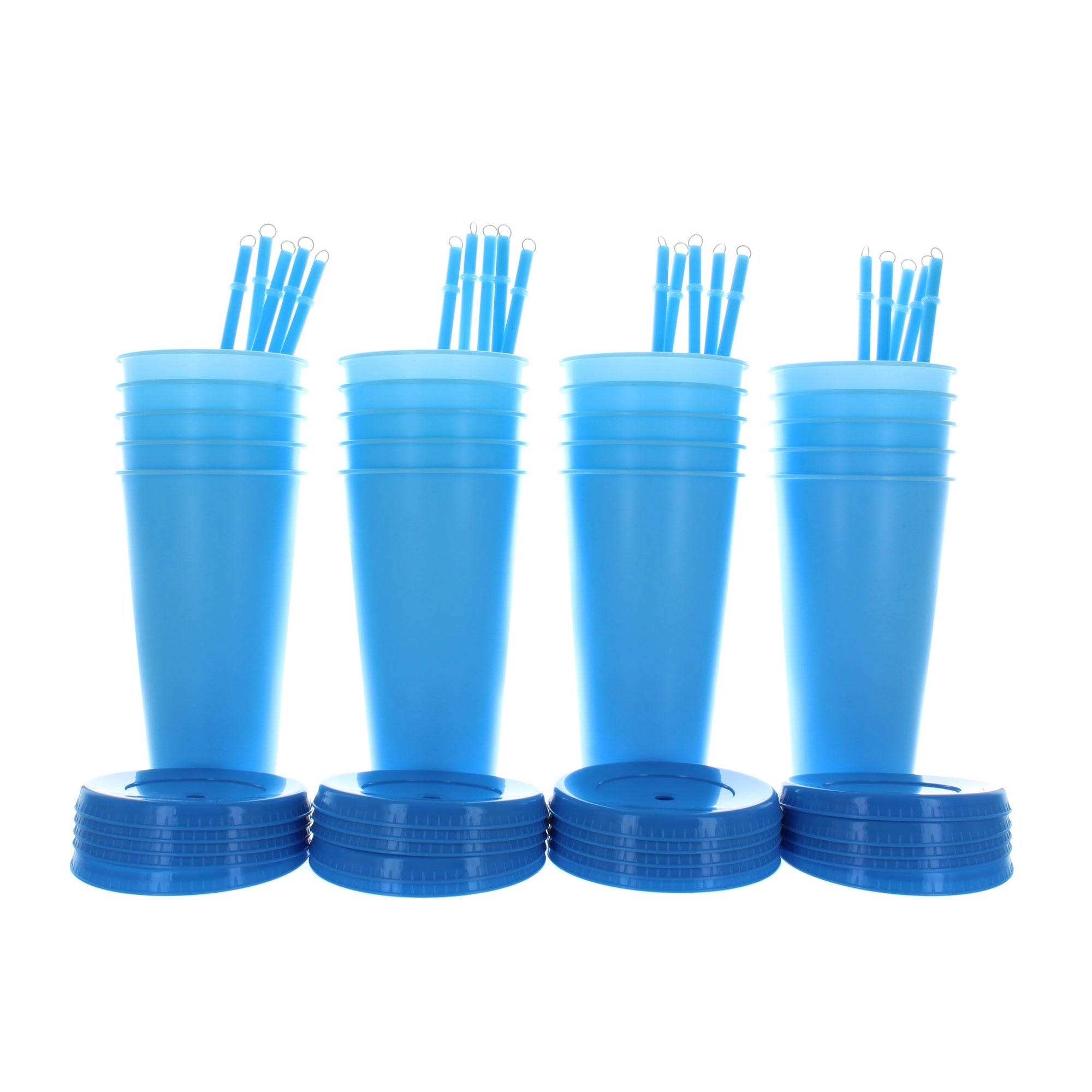 Light Blue Color Changing Cups, Free straw brush
